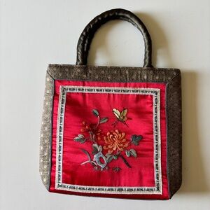 Multicolor Birds & Butterflies Embroidered Tote Bag